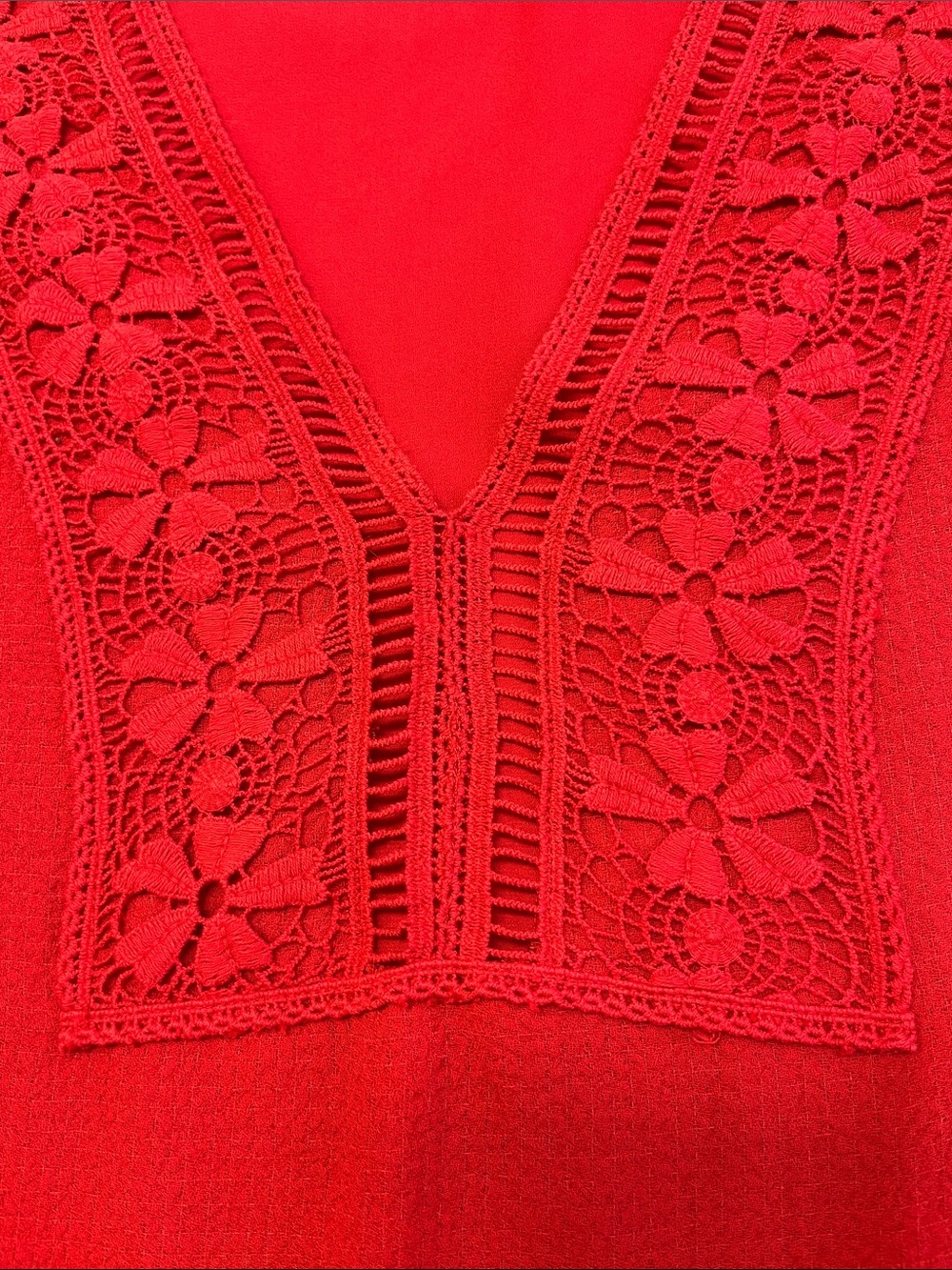 Max Studio Red Lace Trim Shift Dress Women’s Large Boho Chic - Picture 7 of 15
